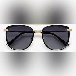 Gold and Black Square Sunglasses